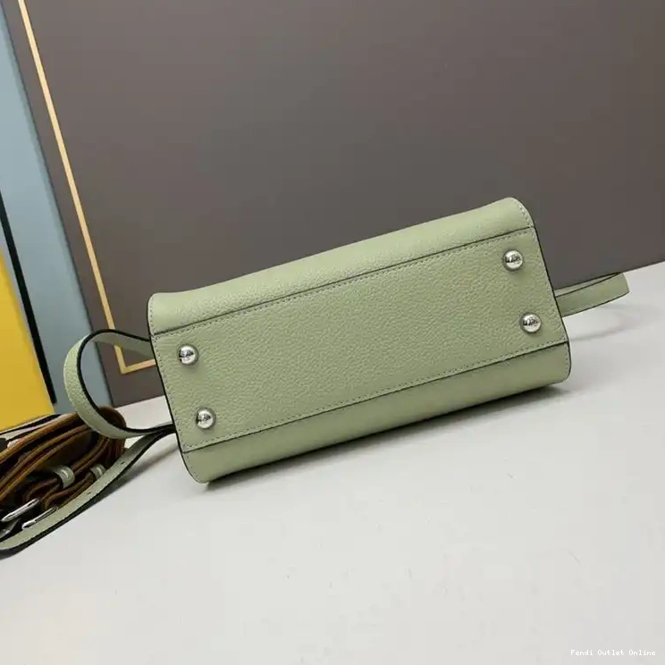 Cheap Leather In Stitching Green Calf Mini Bag Peekaboo Iconic Fendi 0706